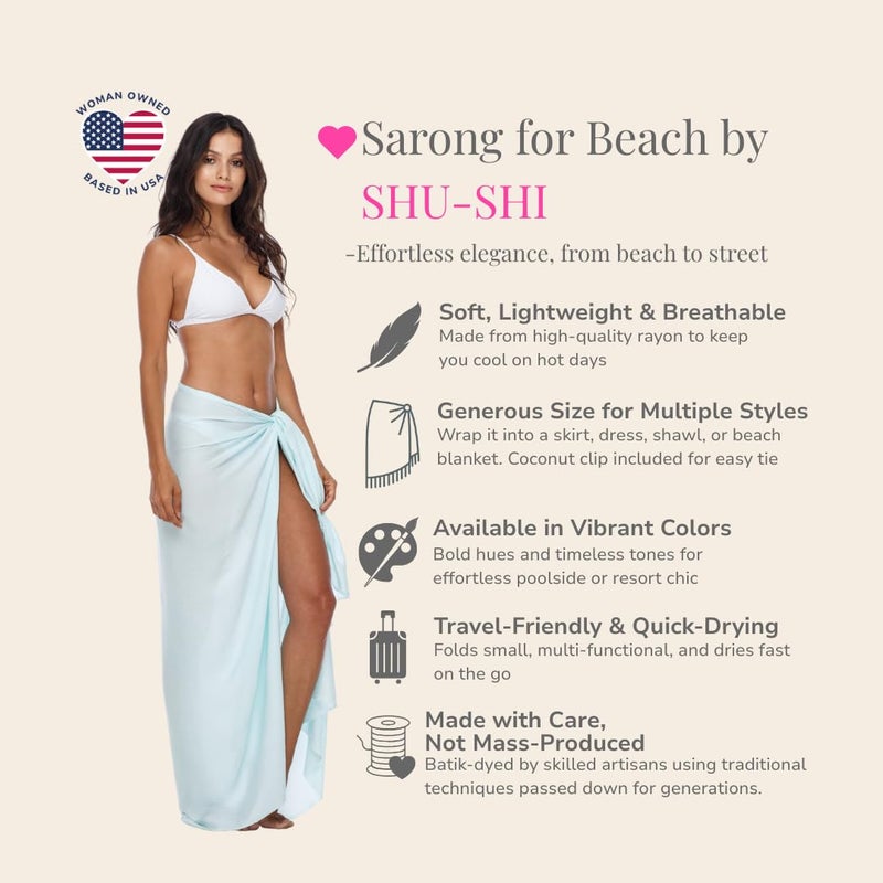 Shu-Shi Womens Beach Cover Up Sarong Swimsuit Cover-Up Many Solids Colors to choose,Aqua,One Size - Image 4